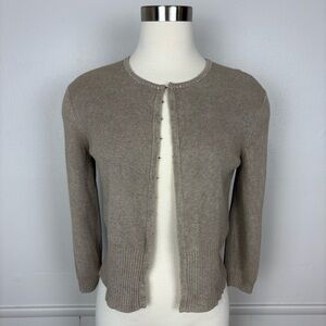 The Limited Knit Cardigan Y2K Silk‎ Cashmere Size L Brown Beaded Office Casual